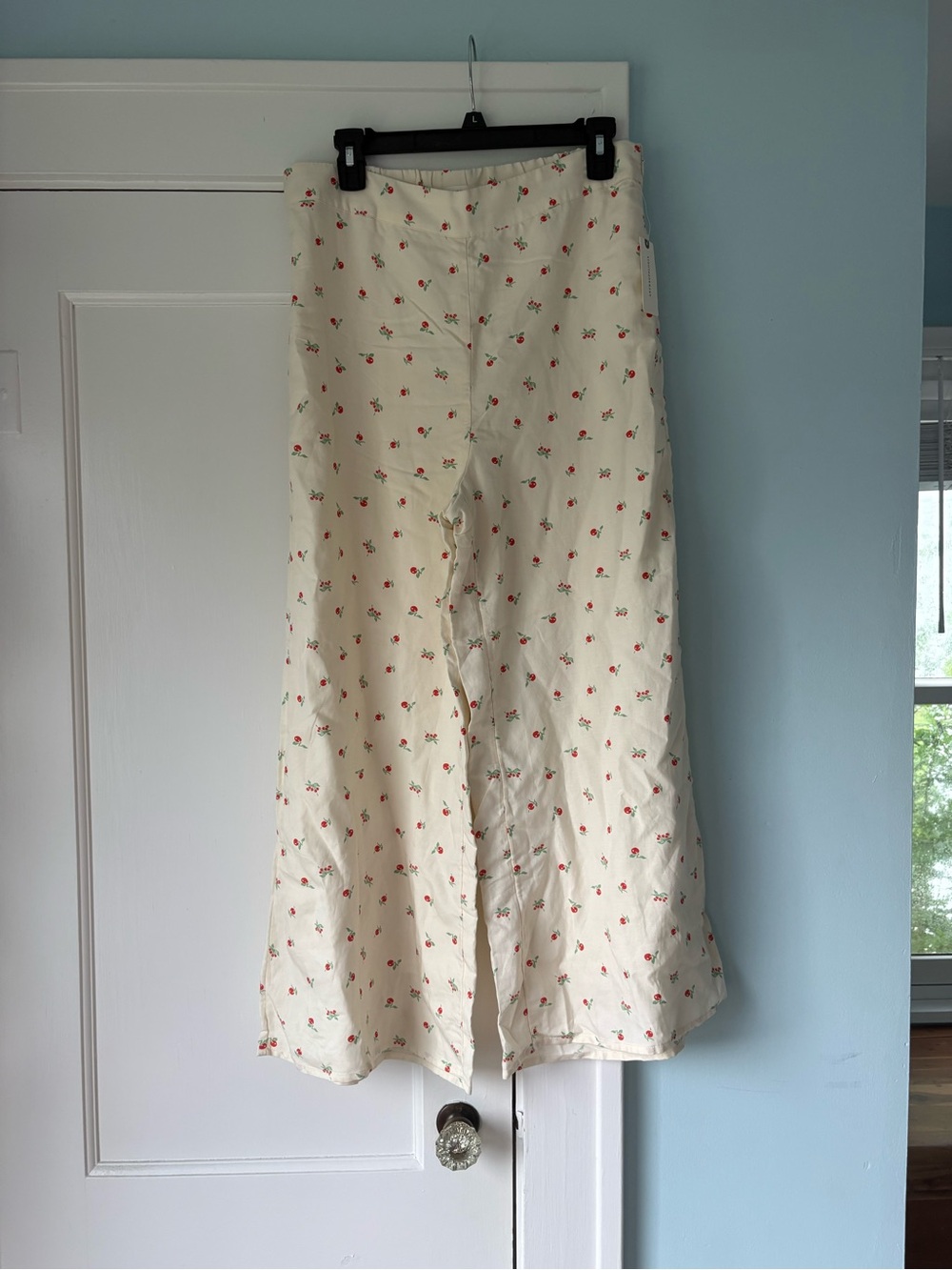 NWT Anthropologie Feather Bone Talese Cherry Wide Leg Pants Coquette Cottagecore